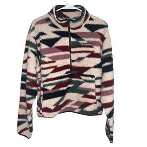 Columbia Printed Geometric Fleece Sweater Half Zip Pullover Cozy Cabin Women S